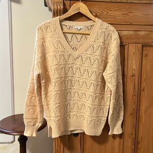 Anthropologie Willow & Clay V- neck pointelle sweater